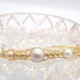 K Gold Covered Wire Natural Freshwater Baroque Pearl Open Bracelet