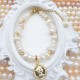 Queen Gold Coin Tag Baroque Freshwater Pearl Bracelet