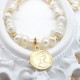 Queen Gold Coin Tag Baroque Freshwater Pearl Bracelet