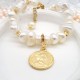 Queen Gold Coin Tag Baroque Freshwater Pearl Bracelet