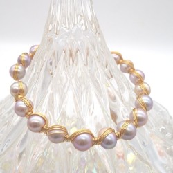 K Gold Covered Purple Natural Baroque Freshwater Pearl Open Bracelet