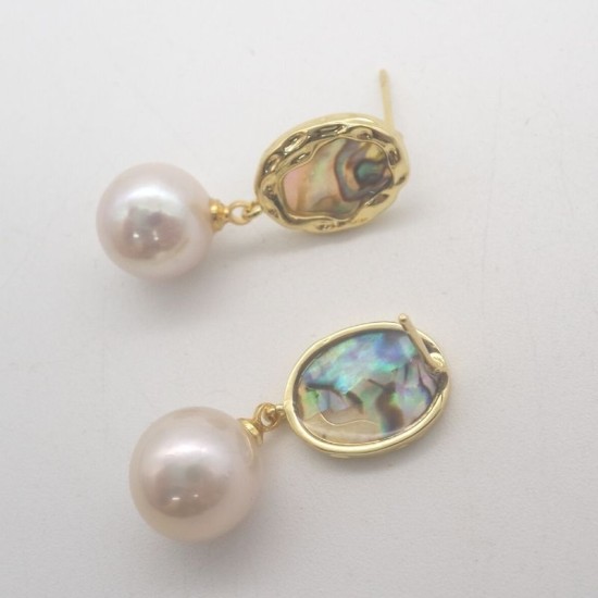 Colorful Abalone Baroque Natural Edison Pearl Stud Earrings