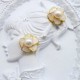 Camellia White Lacquer Crushed Shell Pearl Stud Earrings