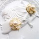 Camellia White Lacquer Crushed Shell Pearl Stud Earrings