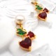 Colorful Zirconium Cherry Flat Pearl Stud Earrings