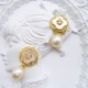 Camellia Fritillaria Oval Pearl Stud Earrings