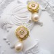 Camellia Fritillaria Oval Pearl Stud Earrings