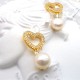 Flat Pearl Pendant Heart Zircon Stud Earrings