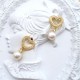 Flat Pearl Pendant Heart Zircon Stud Earrings