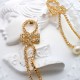 Bow Flash Diamond Zircon Tassel Flat Pearl Stud Earrings