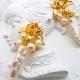 Golden Lotus Baroque Pearl Stud Earrings