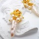 Golden Lotus Baroque Pearl Stud Earrings