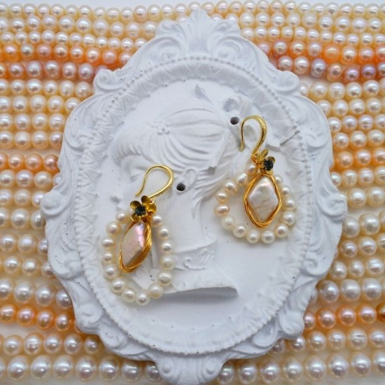 Filigree Baroque Pearl Hoop Earrings