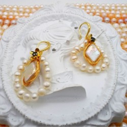 Filigree Baroque Pearl Hoop Earrings