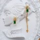 AB Green Zircon Flat Pearl Stud Earrings