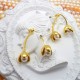 Golden Branch Bud Oval Pearl Stud Earrings