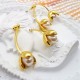 Golden Branch Bud Oval Pearl Stud Earrings