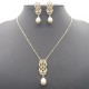 Chinese Knot Design Pearl Pendant Necklace And Stud Earrings Set