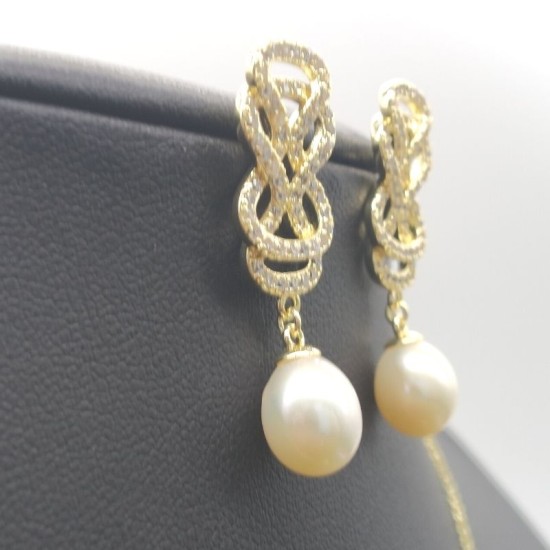 Chinese Knot Design Pearl Pendant Necklace And Stud Earrings Set