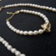 Gold Grain High Quality Beige Pearl Bracelet Necklace Set