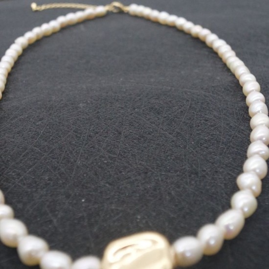 Gold Grain High Quality Beige Pearl Bracelet Necklace Set