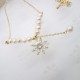 Natural Baroque Pearl Zircon Snowflake Clavicle Chain