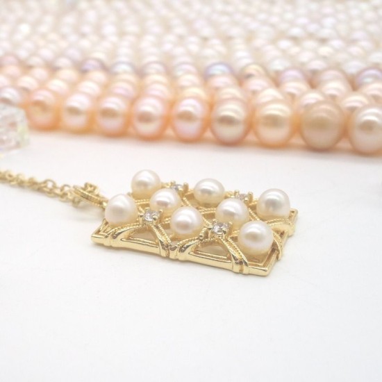 Light Luxury Natural Fresh Water 8 Small Pearl Tag Necklace