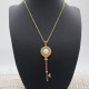 Copper Gold Plated Coquilles Pearl Key Pendant Necklace