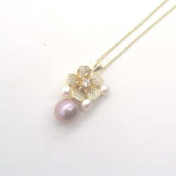 Luxurious Zirconium Cherry Blossom Beads AK Purple Pearl Pendant Necklace