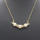 Curved Dish Flying Zircon Oval Pearl Pendant Necklace