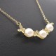 Curved Dish Flying Zircon Oval Pearl Pendant Necklace