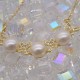 Curved Dish Flying Zircon Oval Pearl Pendant Necklace