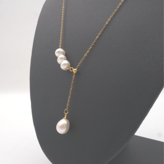 Freshwater Oval Pearl Pendant Baroque Pearl Necklace