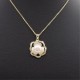 Diamond-Edge Fritillary Camellia Freshwater Flat Pearl Pendant Necklace