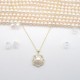 Diamond-Edge Fritillary Camellia Freshwater Flat Pearl Pendant Necklace