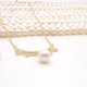 Lace Gold Plated Set Zirconium Freshwater Oval Pearl Pendant Necklace