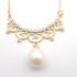 Lace Gold Plated Set Zirconium Freshwater Oval Pearl Pendant Necklace