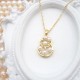 Gold Plated Jewelry Gourd Shape Pendant Natural Flat Round Pearl Set Rhinestone Light Luxury Style Necklace