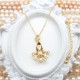 Jeweled Natural Freshwater Flat Round Pearl Set With Rhinestones Luxury Live Buckle K Gold Pendant Necklace