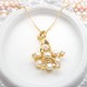 Jeweled Natural Freshwater Flat Round Pearl Set With Rhinestones Luxury Live Buckle K Gold Pendant Necklace