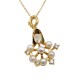 Jeweled Natural Freshwater Flat Round Pearl Set With Rhinestones Luxury Live Buckle K Gold Pendant Necklace