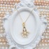 Jeweled Natural Freshwater Flat Round Pearl Set With Rhinestones Luxury Live Buckle K Gold Pendant Necklace