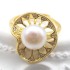 Light Luxury Hollow Lotus Leaf Natural Flat Freshwater Pearl Ring