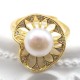 Light Luxury Hollow Lotus Leaf Natural Flat Freshwater Pearl Ring