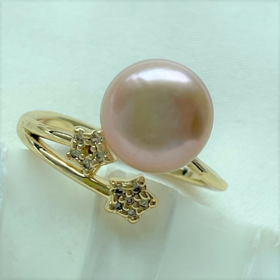 Pink Pearl Pentagram Ring