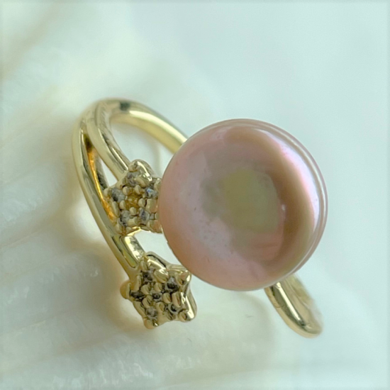 Pink Pearl Pentagram Ring